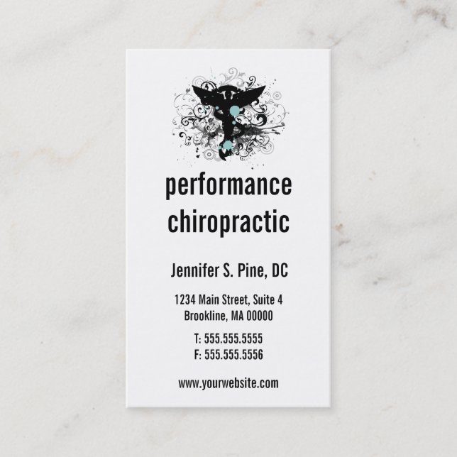 Chiropractic Logo Vertical Business Cards (Front)