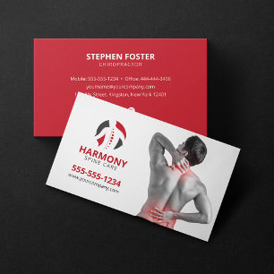 Chiropractic Massage Therapy Chiropractor Red Business Card
