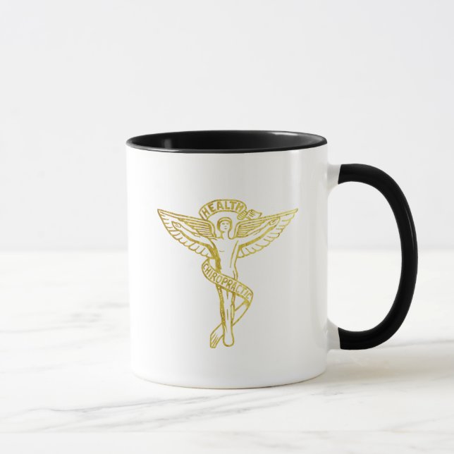 Chiropractic Medial Symbol Gold Outline Mug (Right)