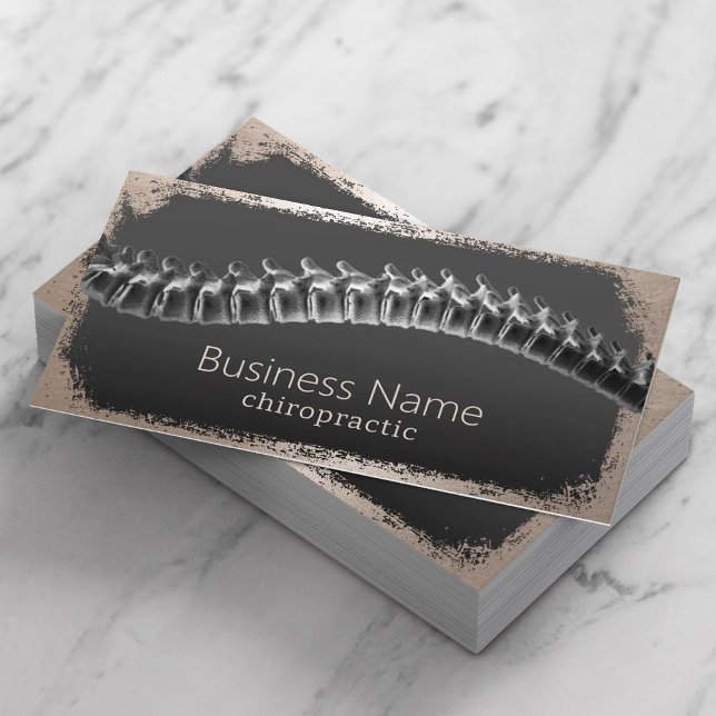 Chiropractic Modern Gold Grunge Frame Chiropractor Business Card (Creator Uploaded)