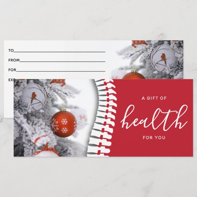 Chiropractic Red Spine Holiday Gift Certificate (Front/Back)