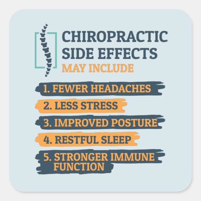 Chiropractic Side Effects Funny Chiro Gag Square Sticker (Front)