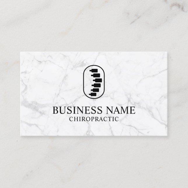 Chiropractic Spine Logo Chiropractor Marble Business Card (Front)