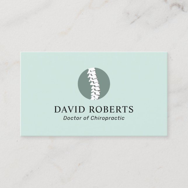 Chiropractic Spine Logo Chiropractor Mint Green Business Card (Front)