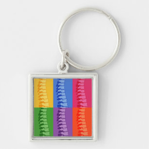 Chiropractic Spine Pop Art Key Ring Keychain