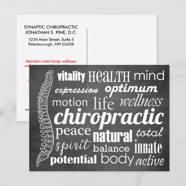 Chiropractic Word Collage Reactivation Recall Postcard (Front/Back)