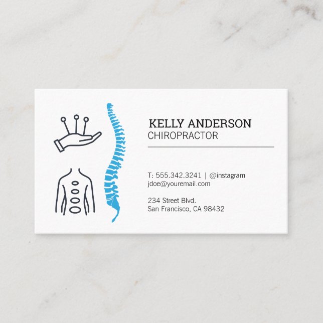 Chiropractor | Alternative Medicine | Spine Care Business Card (Front)