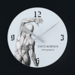 Chiropractor Anatomy Professional Chiropractic  Round Clock<br><div class="desc">Chiropractic Chiropractor Light Blue Anatomy Clocks.</div>