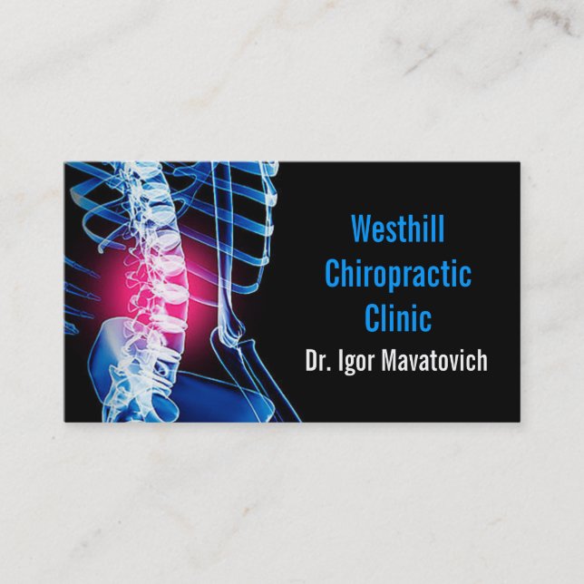 Chiropractor Chiropractic Health Wellness Clinic Business Card (Front)