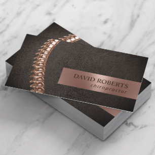 Chiropractor Chiropractic Rose Gold Spine Leather Business Card