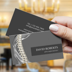 Chiropractor Chiropractic Spine Adjustment Dark Business Card
