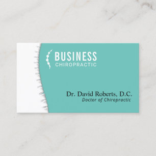 Chiropractor Chiropractic Spine Health Logo Teal Business Card
