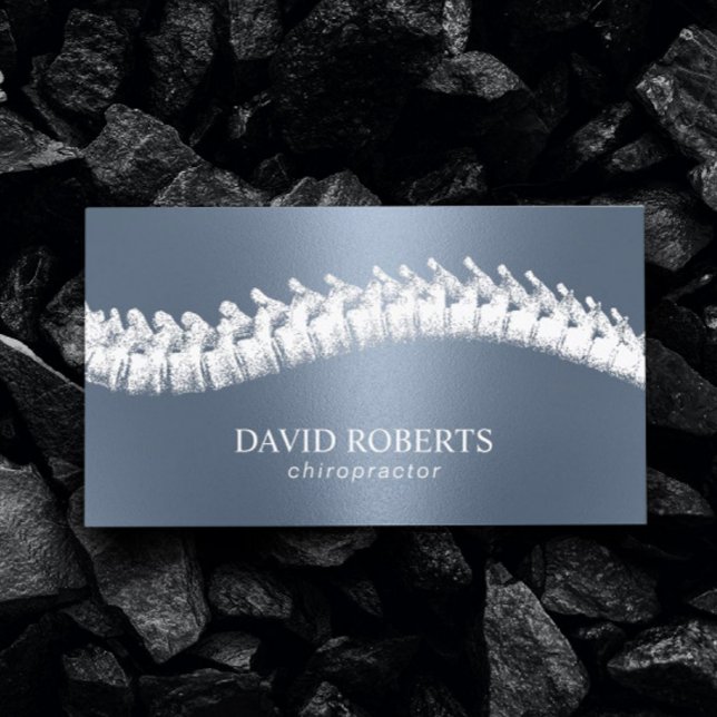 Chiropractor Chiropractic Spine Therapy Dusty Blue Business Card (Creator Uploaded)