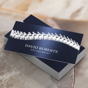 Chiropractor Chiropractic Spine Therapy Navy Blue Business Card