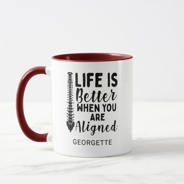 Chiropractor Life is Better Aligned Mum Birthday Mug (Left)