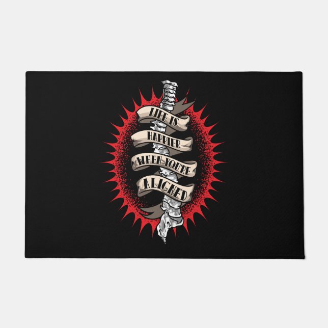 Chiropractor Life is Happier When you're aligned Doormat (Front)