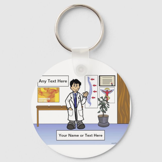 Chiropractor - Male Cartoon by PrintedPerfection  Key Ring (Front)