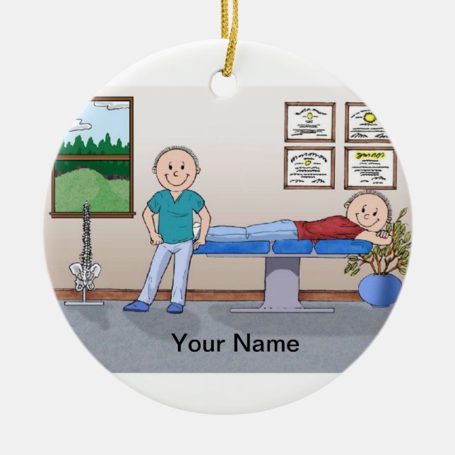 Chiropractor - Male Ceramic Tree Decoration (Front)