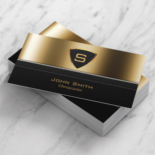 Chiropractor Massage Therapist Royal Gold Shield Business Card