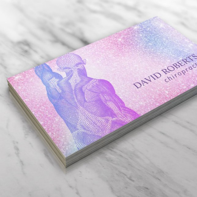 Chiropractor Massage Therapy Spa Unicorn Glitter Business Card (Creator Uploaded)