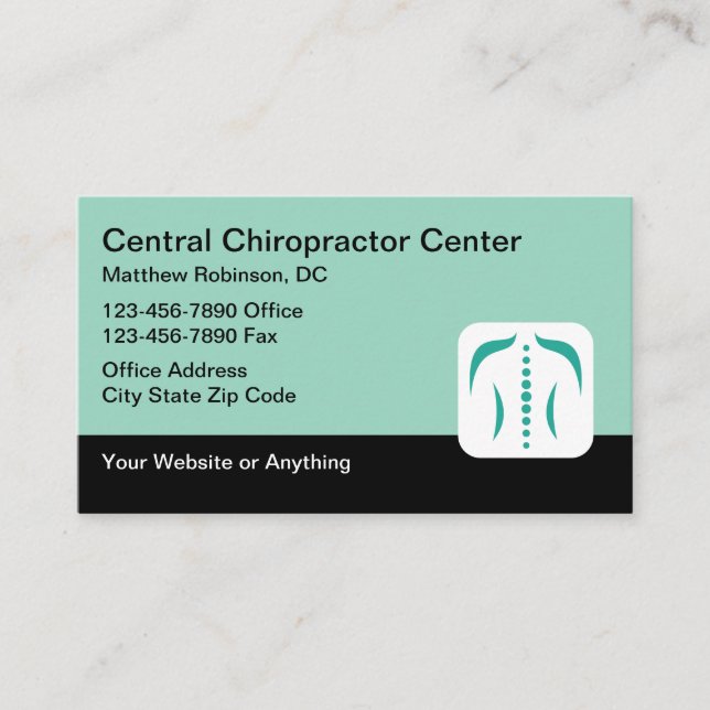 Chiropractor Medical Business Cards Spine Theme (Front)