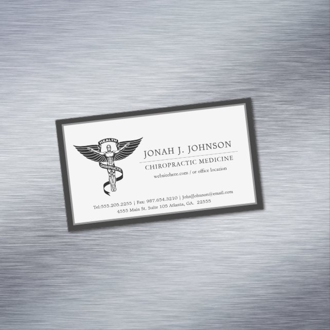 Chiropractor | Minimalist Black Border Magnetic Business Card (In Situ)