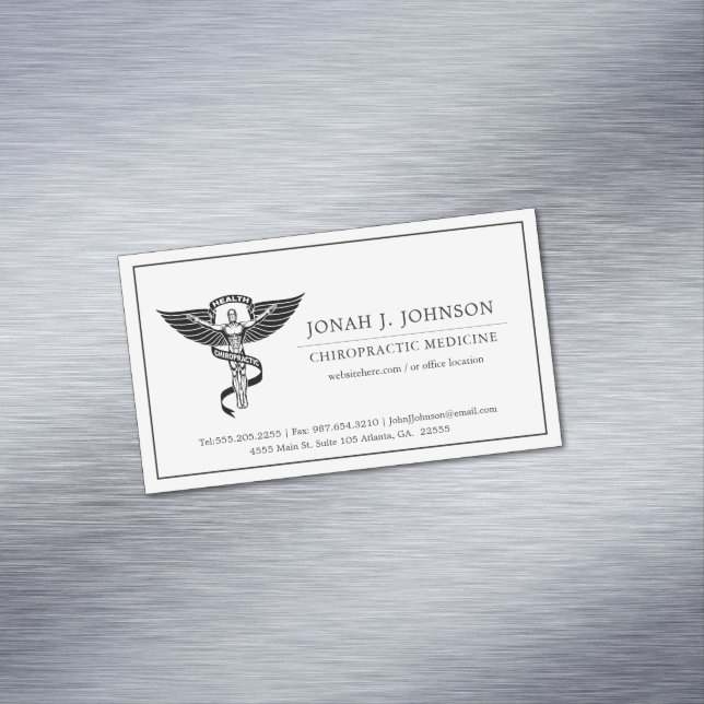 Chiropractor | Minimalist Lined Border Magnetic Business Card (In Situ)