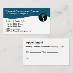 Chiropractor Modern Spinal Emblem Business Cards