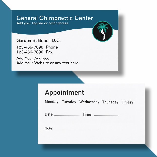 Chiropractor Modern Spinal Emblem Business Cards (Creator Uploaded)