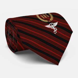 Chiropractor Professional Monogram Red Faux Gold Tie