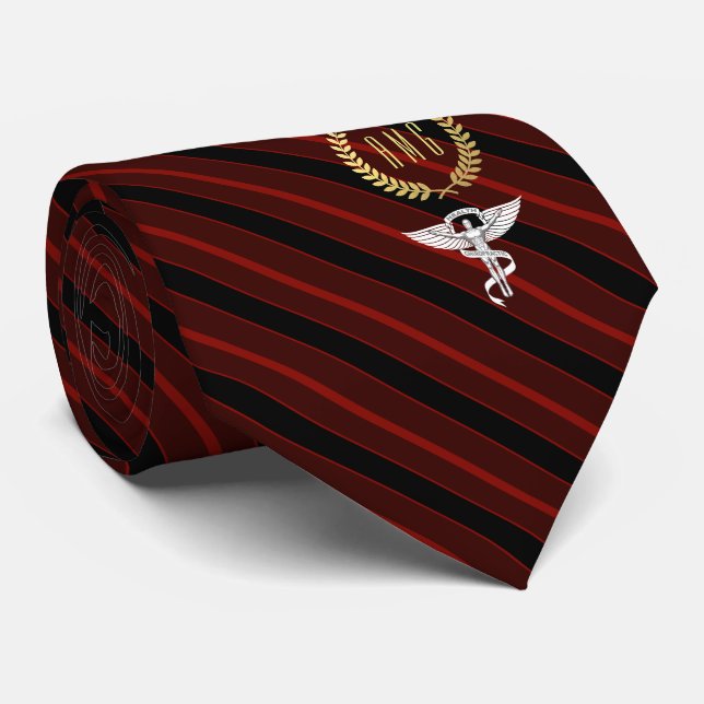Chiropractor Professional Monogram Red Faux Gold Tie (Rolled)