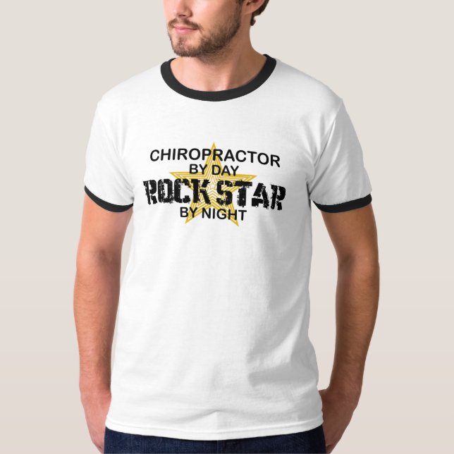 Chiropractor Rock Star by Night T-Shirt (Front)