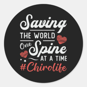Chiropractor Saving The World Spine Chiropractic Classic Round Sticker