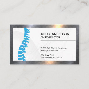 Chiropractor   Spine Illustration   Metal Border Business Card