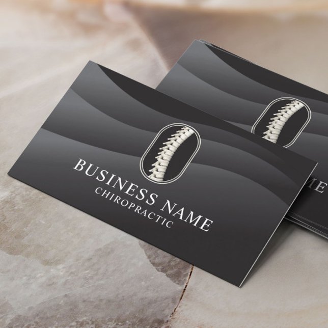  Chiropractor Spine Logo Modern Black Chiropractic Business Card (Creator Uploaded)