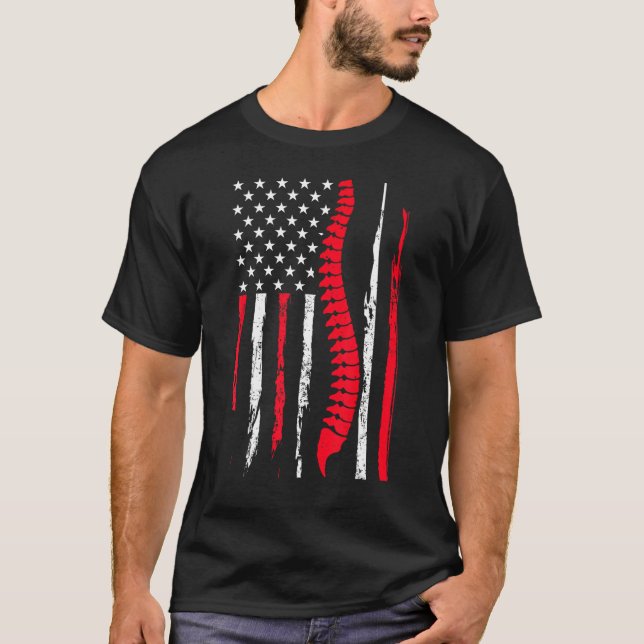 Chiropractor USA Flag Expert Chiropractic Assistan T-Shirt (Front)
