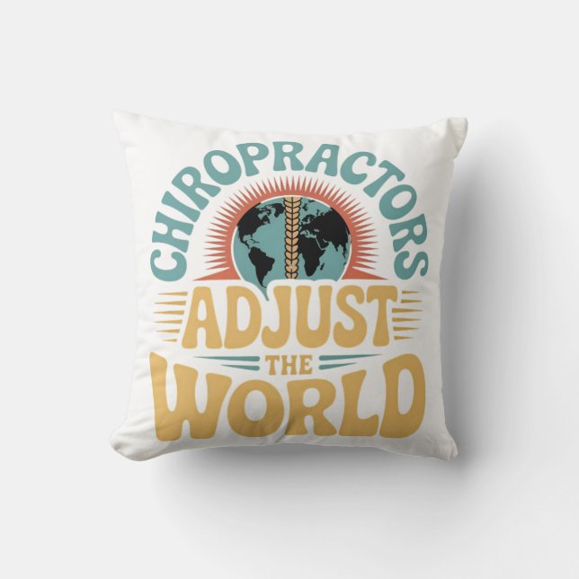 Chiropractors Adjust the World Retro Design Cushion (Front)