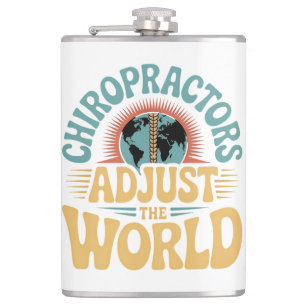 Chiropractors Adjust the World Retro Design Hip Flask