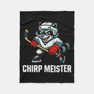 Chirp Meister Funny Hockey Raccoon Traalker  Fleece Blanket