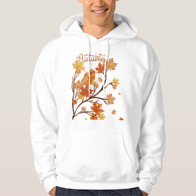 Chirping birds and pleasant autumn hoodie (Front)