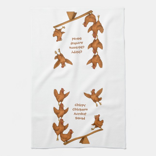 Chirpy Chickens acrobat squad Tea Towel (Vertical)