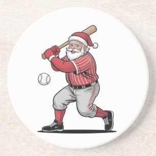 Chirstmas Baseball Playing Santa Claus Sport Coaster