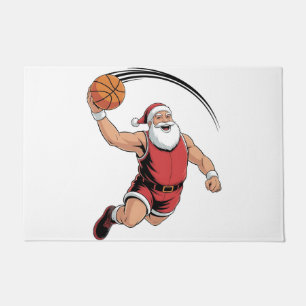 Chirstmas Basketball Playing Santa Claus Sport  Doormat