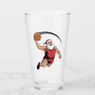 Chirstmas Basketball Playing Santa Claus Sport Glass