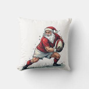 Chirstmas Fantasy Football Playing Santa Claus Cushion