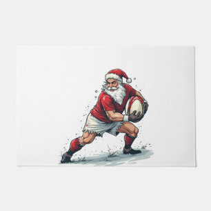 Chirstmas Fantasy Football Playing Santa Claus   Doormat