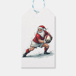 Chirstmas Fantasy Football Playing Santa Claus Gift Tags