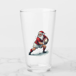 Chirstmas Fantasy Football Playing Santa Claus Glass