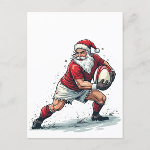 Chirstmas Fantasy Football Playing Santa Claus   Holiday Postcard