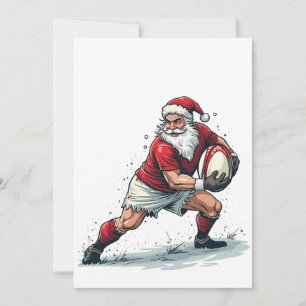 Chirstmas Fantasy Football Playing Santa Claus   Invitation
